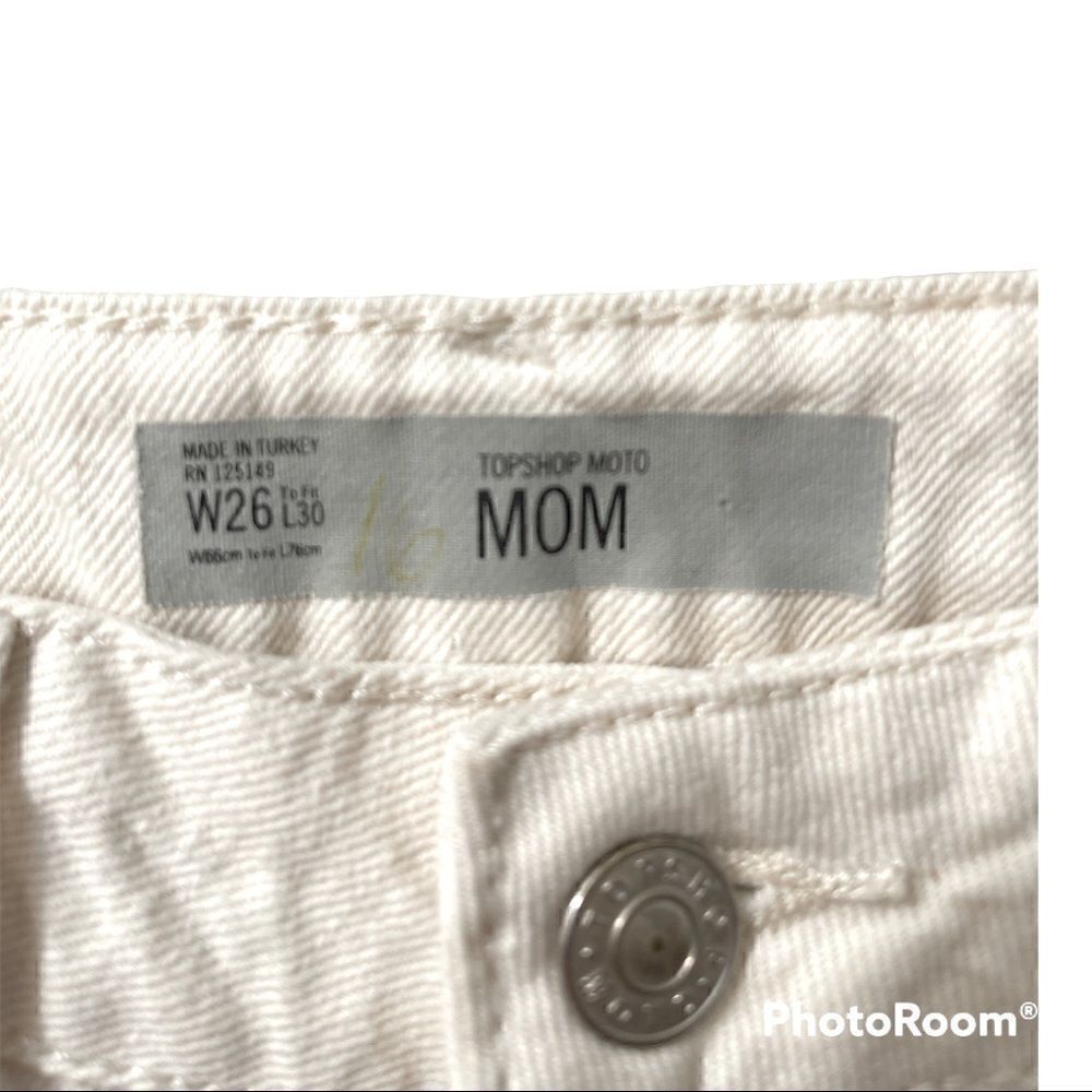 𝅺TOP shop moto mom high waisted cream colored  jeans size 26 - Picture 3 of 6